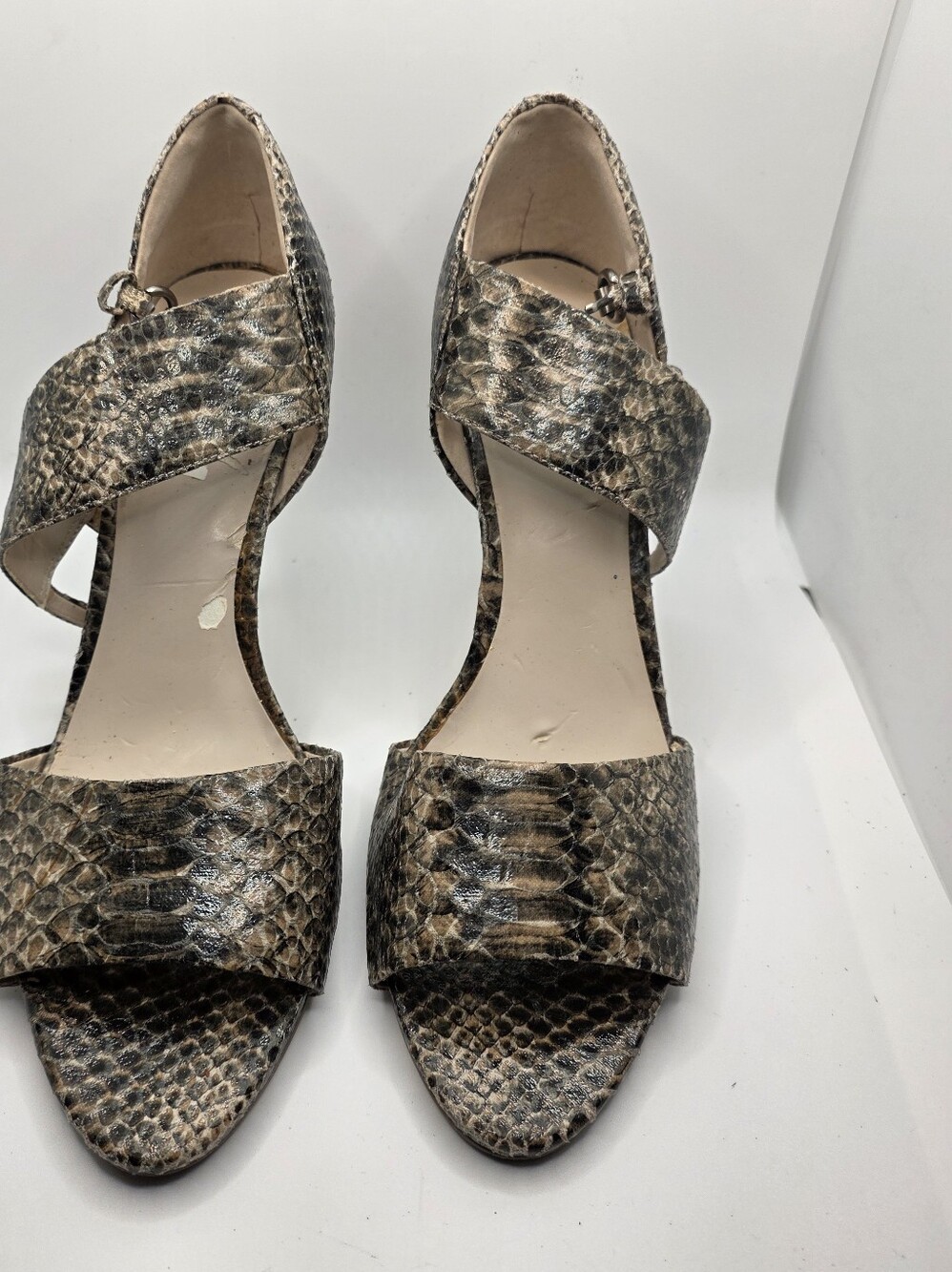 Snakeskin Print Cutout Heels / Sandals